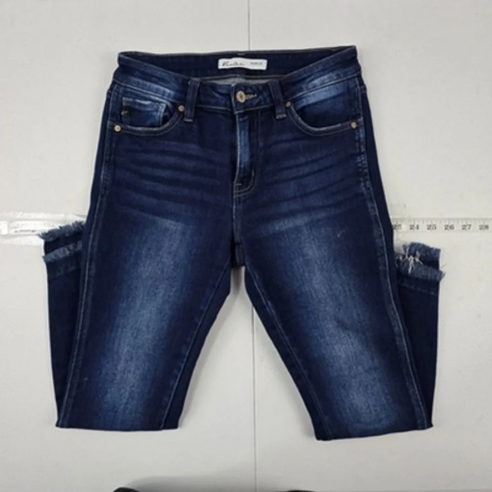 KanCan x Maurices 119010 High Rise Frayed Hem Skinny Jeans Women's 26 Dark Wash